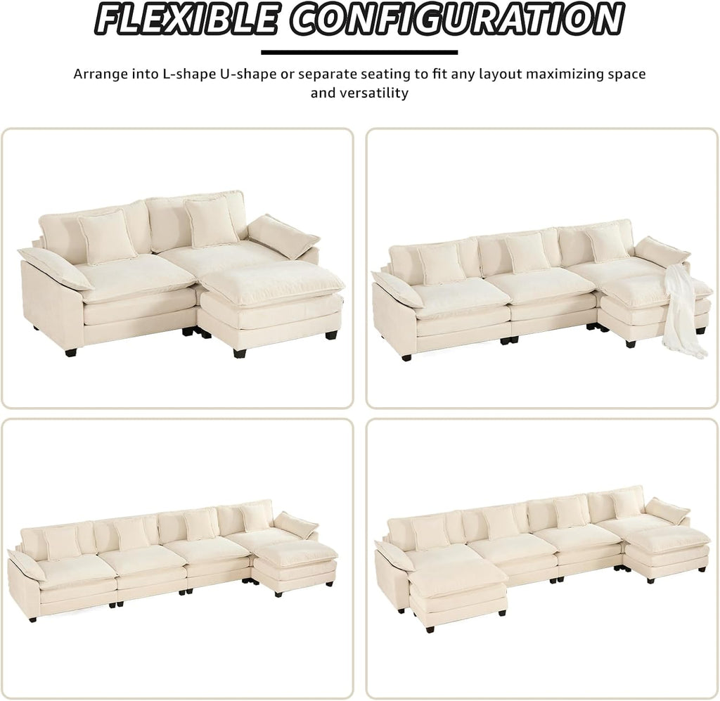 81.9" Modern Love Seat Sectional Couches for Living Room, Beige Chenille Comfy Cloud Sectional Couch, Modular Loveseat Sofa Set for Living Room, Sofas para Sala, Cozy Couches (Beige, 2+0 Set)