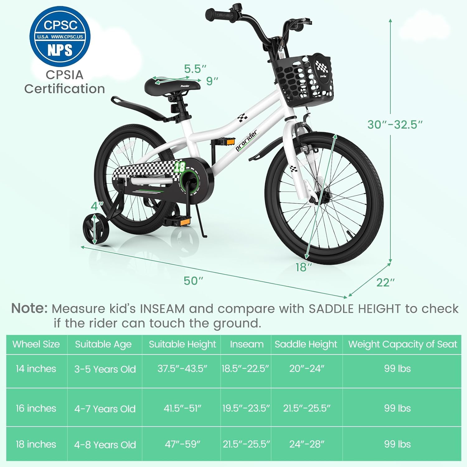 BABY JOY Kids Bike, 12 14 16 18 Inch Boys Girls Bike for 3-8 Years w/Training Wheels, 20 Inch Children Bicycle for 8+ Teens w/Kickstand, Handbrake, Coaster Brake & Removable Basket, Sporty Bicycle