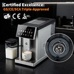 3rd-Gen Espresso Coffee Maker with Milk Frother - Removable Brewer & Grinder, Adjustable Coarseness/Flavor, 3-Level Coffee/Milk Volume, Detachable Milk Tank - Sleek Silve Spray Paint for Home Baristas