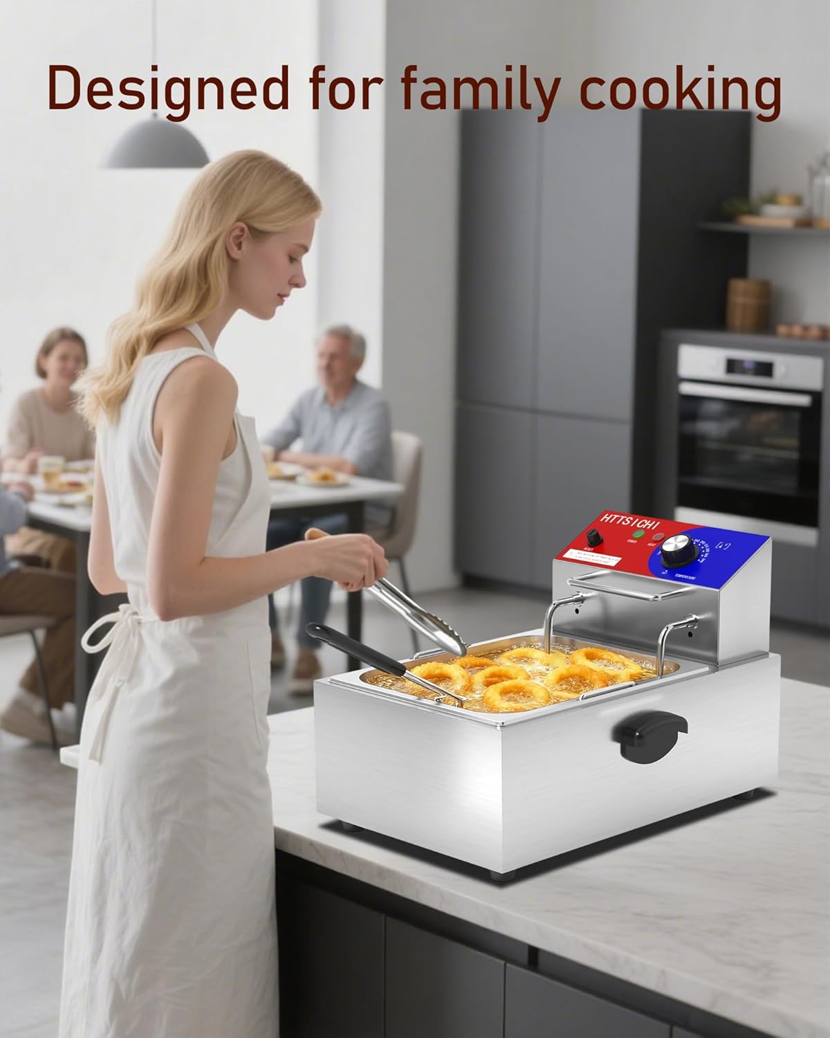 Commercial Deep Fryer - 12 L Electric Deep Fryer with 6 L Basket, Commercial Deep Fryer with Basket, Stainless Steel Countertop Deep Fryer w/Adjustable Temperature and Restaurant Use
