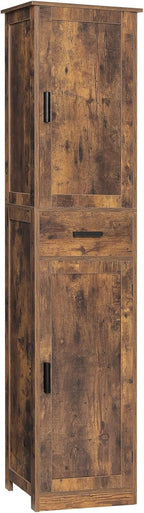 usikey 67'' Tall Storage Cabinet with Adjustable Shelves & 2 Doors, Bathroom Cabinet with 1 Drawer, Narrow Tall Cabinets for Living Room, Home Office, Rustic Brown UNSNG040F