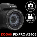 Kodak PIXPRO AZ405-BK 20MP Digital Camera  40X Zoom  24mm Wide Angle Lens  Image Stabilization  1080p Full HD Video  3" LCD  Black