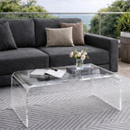 MESAILUP 32inch Premium Clear Acrylic Rectangle Coffee Table for Living Room,Mid Century Transparent Waterfall Lowtea Table, Middle Size Table (32"x16"x16") Need Assembly Fit for 2 Seat Sofa