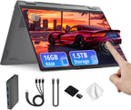 Lenovo Yoga 7i 2-in-1 16" 2K Touchscreen Laptop  Intel Ultra 5 226V  16GB LPDDR5X  1.5TB Storage(512GB SSD & 1TB Docking Station)  Intel Arc Graphics  Backlit Keyboard  Fingerprint  Win 11  Gray