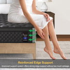 King Mattress 14 Inch,Hybrid Mattresses Euro Top Medium Firm for Back & Lumbar Support, 100 Night Trial, Individual Pocket Spring Bed for Motion Isolation & Pressure Relief Black