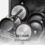 BECIGAR 8pcs Black Ceramic Pots and Pans Set, Cooking Pan Set,Cooking Pot Set Ceramic Pan Set, Nonstick Cookware Set, Induction Safe Kitchen Cooking Set with Frying Pans, Saucepans, shovel and Ladle