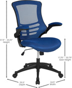 Flash Furniture Kelista Mid-Back Blue Mesh Swivel Ergonomic Task Office Chair with Flip-Up Arms