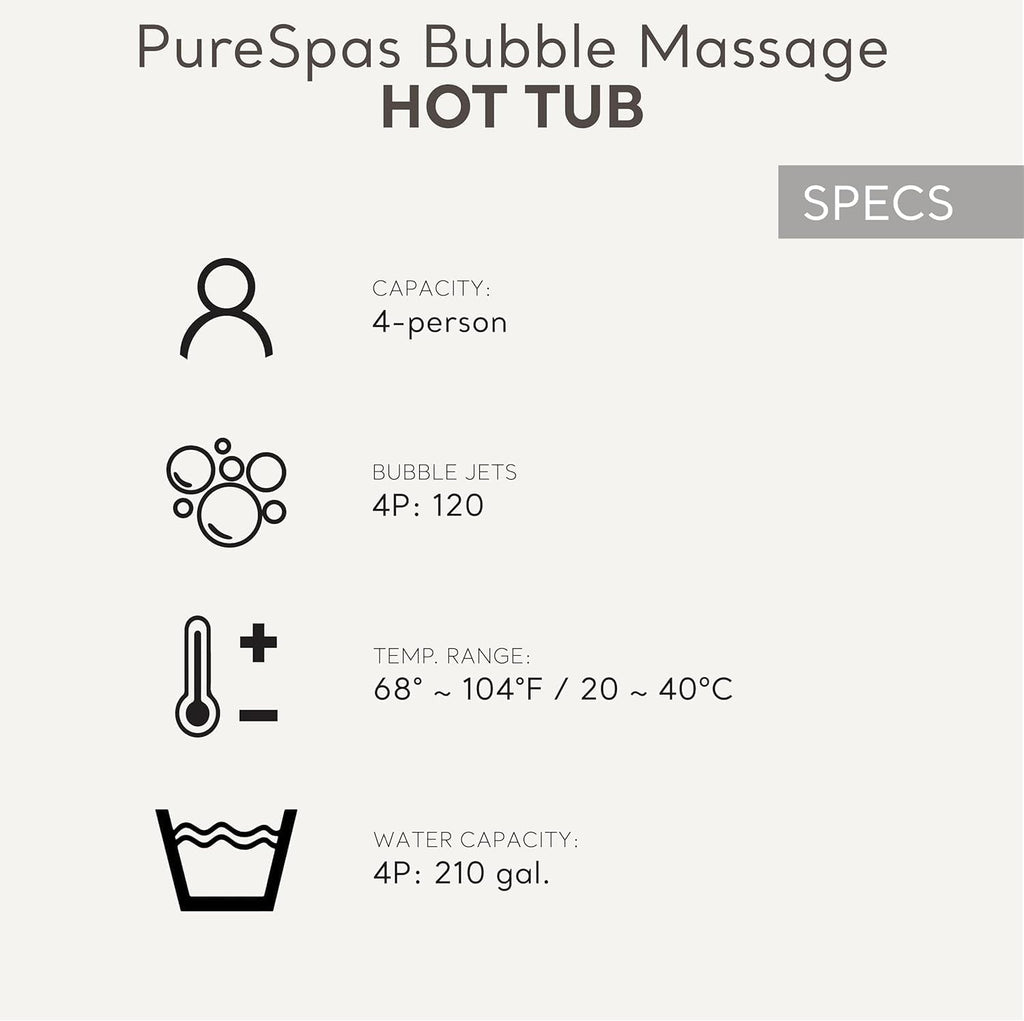 INTEX 28425EH PureSpa Bubble Massage Spa Set Outdoor Inflatable Portable Hot Tub  Includes Energy Efficient Spa Cover  Saltwater System Ready  4 Person  77in x 28in