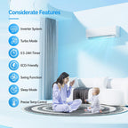 ROVSUN 12000 BTU Mini Split AC/Heating System with Inverter, 21 SEER2 Energy Saving 115V Ductless Split-System Air Conditioner with Pre-Charged Condenser, Heat Pump, Remote Control & Installation Kit