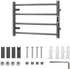 Electric Towel Warmer Rack,Heating Towel Warmer,Timer & Temperature Control,Wall-Mounted Plug-in for Bathroom, Gunmetal Grey,Stainless Steel,4-Bar(16.54x23.62x5.51in)