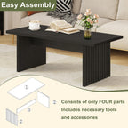 BON AUGURE Black Coffee Table, Modern Coffee Tables for Living Room, Wooden Center Table, Living Room Tables for Home, Office (Black Oak, 43Inch)