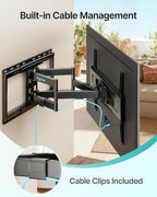 Pegzone Full Motion TV Wall Mount for 37-90 Inch TVs up to 176lbs, 25.4" Extension, Swivel Heavy Duty TV Bracket, Sliding Dual Arms for Off-Center Studs, Fits 16"/ 18" /24" Wood Studs, VESA 600x400