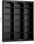 FACBOTALL 71" Triple Wide Bookshelf, 6 Tier Tall Bookshelf, Large Book Shelf with Curved Baffle, 63.4" Wide Bookcase with 18 Open Display Shelves for Living Room, Study, Black