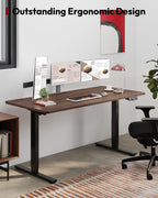 SANODESK Dual Motor Electric Standing Desk 71 x 32 Inches, Height Adjustable Sit Stand Desk with Large Splice Board for Home Office, Computer Workstation, Study & Gaming, Black Frame/Black Walnut Top