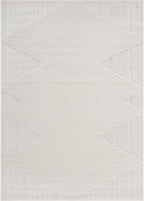 Modern Micro Loop Indoor Area Rugs for Living Room Bedroom Kitchen Geometric Triangle White 9x12 Luxury Durable Low and High Pile Non-Shedding Stain Resistant Soft Area Carpet 9 x 12