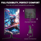 CRUA 32'' 4K Gaming Monitor 160Hz  UHD 3840x2160 IPS Screen  Height/Pivot/Swivel/Tilt Adjustable Vertical Monitor  Support FreeSync  Built-in Speakers  120% sRGB  PIP/PBP  HDMI 2.0 & DP 1.4-Black