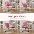 Warmiehomy Office Chair, Velvet Desk Chair for Home Office, Cozy Vanity Chair, Girl Cute Makeup Chair with Arm Rest for Bedroom Dressing Room (Dusty Rose)