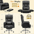 FelixKing Big and Tall Office Chair, 400LBS Wide Leather Executive Chair, Reversible Armrest for Pets Criss Cross Legged, 135° Reclining High Back Gaming Desk Chair with Lumbar Support Footrest, Black