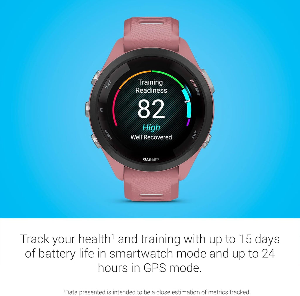 Garmin Forerunner 265S Running Smartwatch  Colorful AMOLED Display  Training Metrics and Recovery Insights  Light Pink and Powder Gray (Renewed)
