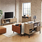 mopio Norwin Entryway Table, Sturdy Modern Rustic Industrial Farmhouse Sofa Table, Display Storage Shelf, Accent Cabinet, Oak Wood TV Stand, Entertainment Center, Media Console, Living Room (Single)