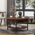 FABATO Round Lift Top Coffee Table with Storage and Hidden Compartment, 26.77'' Farmhouse Coffee Table for Living Room Reception Room, 2 Tier Small Round Coffee Table Circle Dining Table, Espresso