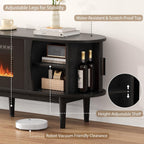 70″ Fluted Fireplace TV Stand for 80″ TVs, Remote & Touch Control, Adjustable Flame Colors & Temperature Entertainment Center with Storage, Modern Media TV Console Table for Living Room (Black)