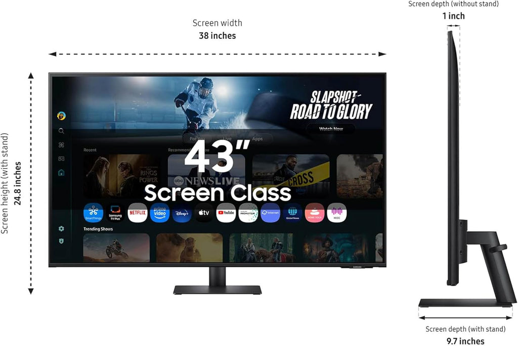 Samsung 43” Smart Monitor M7 (M70F) 4K UHD Display  Samsung Vision AI  Smart TV Apps  Gaming Hub  USB-C  HDMI and USB-A  Black  LS43FM702UNXZA  2025