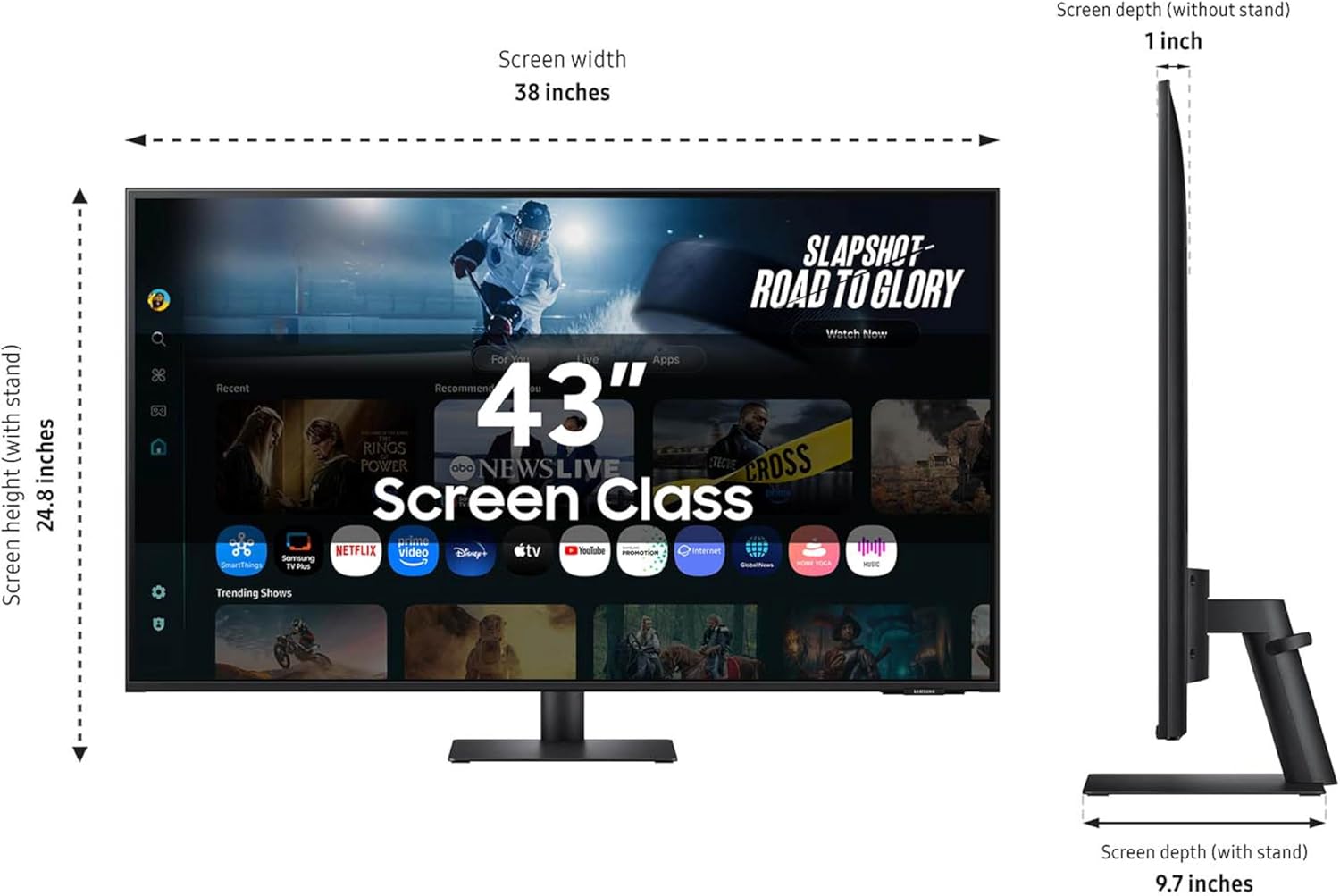 Samsung 43” Smart Monitor M7 (M70F) 4K UHD Display  Samsung Vision AI  Smart TV Apps  Gaming Hub  USB-C  HDMI and USB-A  Black  LS43FM702UNXZA  2025