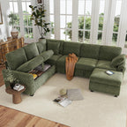 Hanherry Sectional Couch with Pull Out Sofa Bed,Corduroy Sleeper Sofa with Storage Ottoman & USB Charging,Comfy L Shaped Modular Couches for Living Room,Apartment