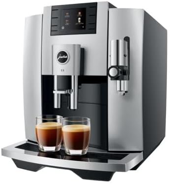 Jura E8 Automatic Coffee Machine with 17 Programmed Specialties, 2.8-Inch Display, and Professional Aroma Grinder (Chrome, Renewed)