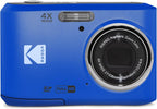 KODAK PIXPRO FZ45-BK 16MP Digital Camera 4X Optical Zoom 27mm Wide Angle 1080P Full HD Video 2.7" LCD Vlogging Camera  Blue