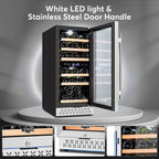 Tylza Mini Fridge 15 Inch Wine Cooler Under Counter, 30 Bottles Dual Zone Wine Fridge with Safty Lock, Wine Refrigerator Freestanding, Built-in Wine Cellars