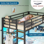 Twin Over Full Size Bunk Bed with 4 Storage Drawers and Bookshelf, Metal Bunk Beds with LED Lights, Charging Station, Loft Bunk Bed with Pegboard, Safety Guardrail and Ladders, for Kids, Teens, Adults