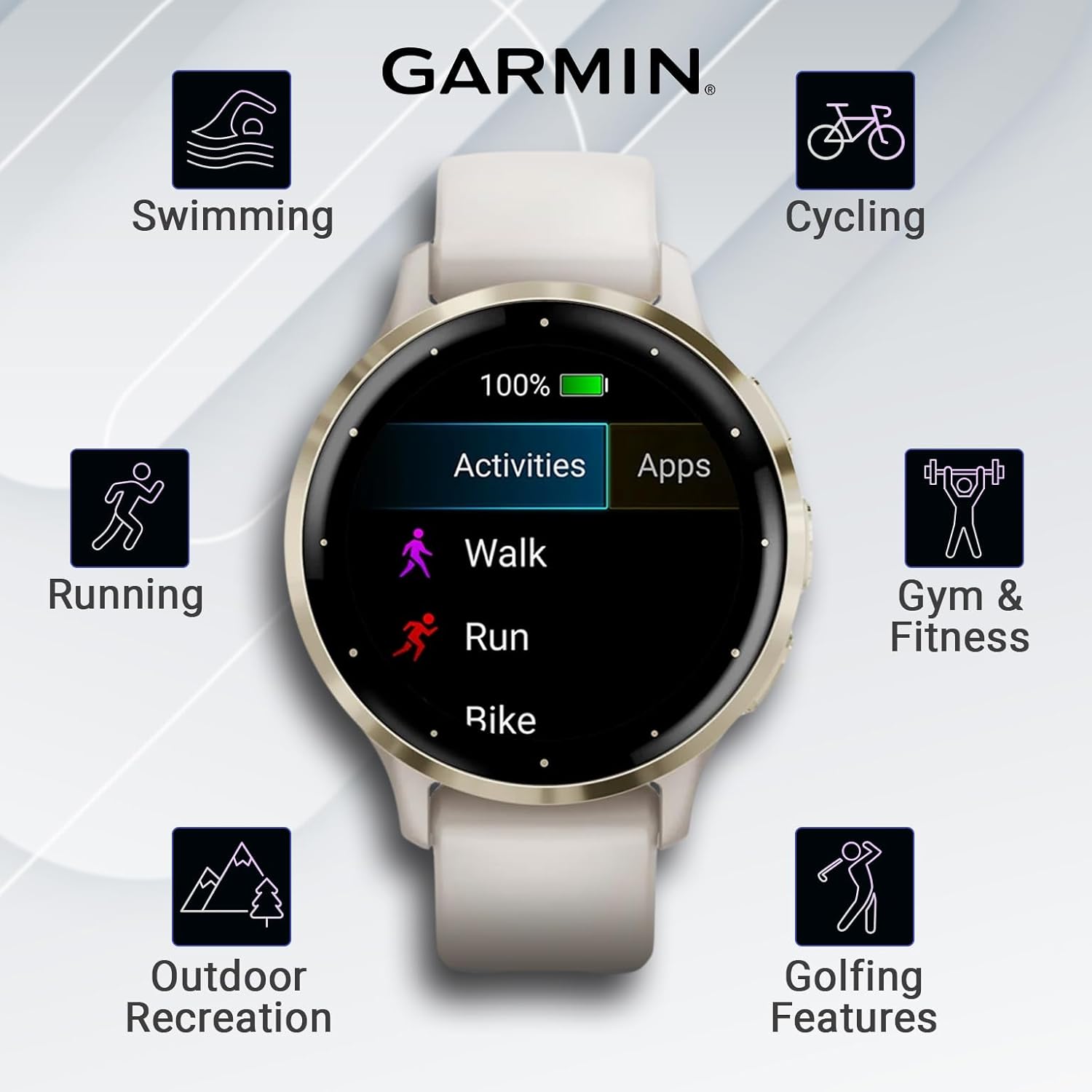 Wearable4U - Garmin Venu 3S GPS Smartwatch  AMOLED Display 41 mm Watch  Advanced Health and Fitness Features  Up to 10 Days of Battery  Sleep Coach  Ivory Case with White Earbuds Bundle