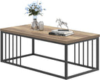 FOLUBAN Modern Coffee Table, Minimalist Wood and Metal Center Table for Living Room, Rustic Oak, 43.3 Inch