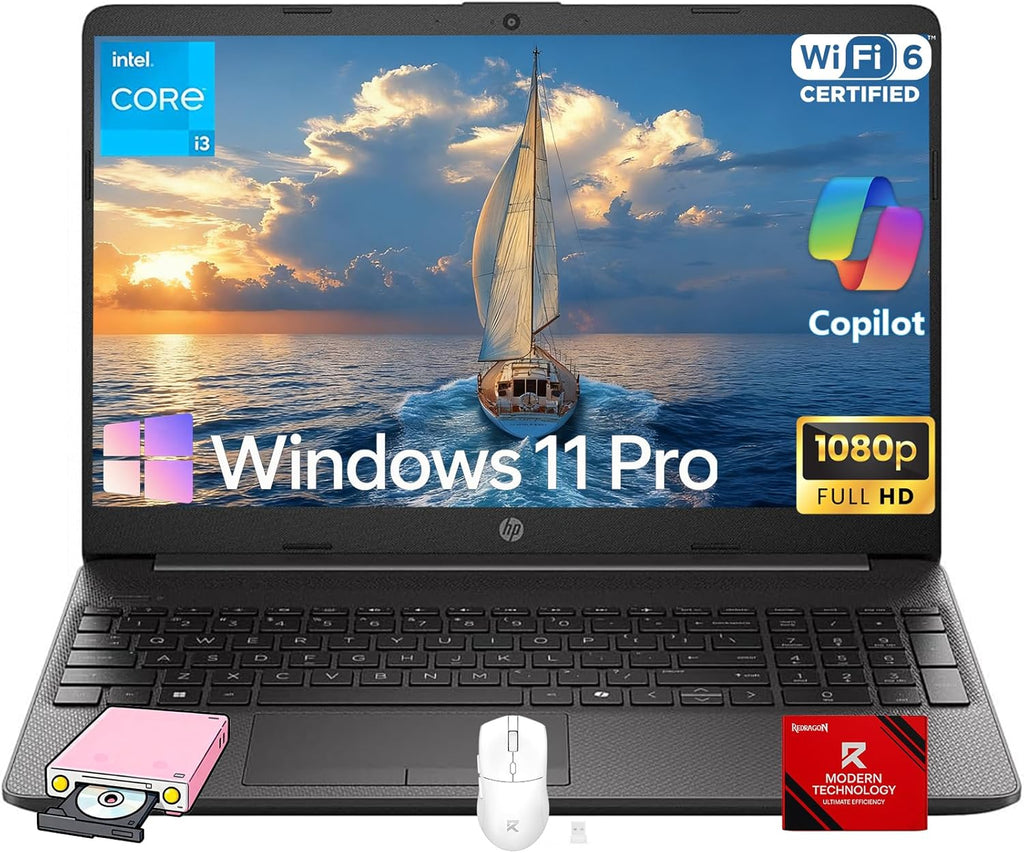 HP 250G-Series Premium Business Laptop - 32GB RAM  1TB SSD  15.6" Full HD Display • 13th Gen Intel i3-1315U CPU (Up to 4.5Ghz)  Numeric Keypad  Wi-Fi 6  Win 11 Pro  Camera  with Accessories