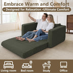 HABUTWAY Folding Sofa Bed, 2 in 1 Convertible Sleeper Chair with Pillow, Portable Fold Out Chair Bed with Armrest, Comfy Floor Couch, Lazy Sofa for Living Room Bedroom Dorm Home Office, Green