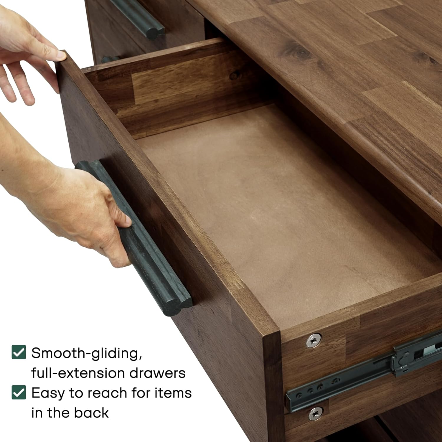 Acacia Legacy Dresser for Bedroom with 6 Drawers, Solid Wood Double Dresser for Bedroom, Living Room, Hallway, Walnut