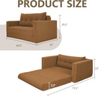 HABUTWAY Folding Sofa Bed, 2 in 1 Convertible Sleeper Chair with Pillow, Portable Fold Out Chair Bed with Armrest, Comfy Floor Couch, Lazy Sofa for Living Room Bedroom Dorm Home Office, Orange