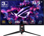ASUS ROG Swift 32” 4K OLED Gaming Monitor (PG32UCDM) - UHD (3840 x 2160)  QD-OLED  240Hz  0.03ms  G-SYNC Compatible  Custom Heatsink  Graphene Film  99% DCI-P3  True 10-bit  90W USB-C