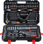 VEVOR Mechanics Tool Set, 314-Piece Mechanic Tool Kit, 1/4 in, 3/8 in, and 1/2 in Drive, Metric Socket Set, Wrenches, Screwdriver Bits, Accessories, and Storage Case, for Automotive and Home Repair