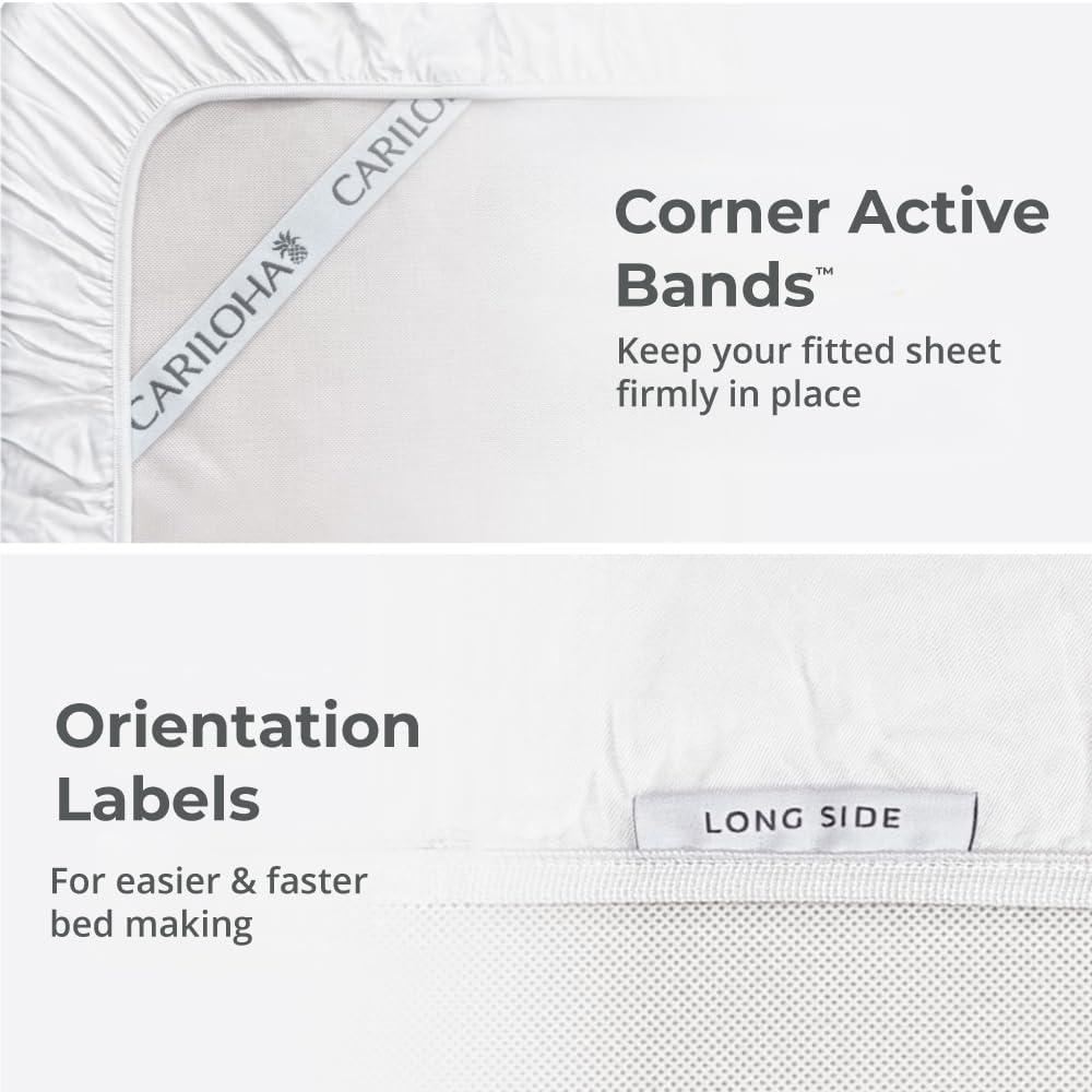 Cariloha Retreat 4-Piece Sateen Sheet Set | White | King | Lyocell Material | Breathable, Corner Straps, Extra Soft & Cooling