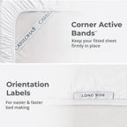 Cariloha Retreat 4-Piece Sateen Sheet Set | White | King | Lyocell Material | Breathable, Corner Straps, Extra Soft & Cooling