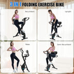 BARWING Stationary Exercise Bike for Home Workout, 5 IN 1 Foldable Indoor Cycling Bike for Seniors, 350LB Capacity, 16-Level Magnetic Resistance, Seat Backrest Adjustments
