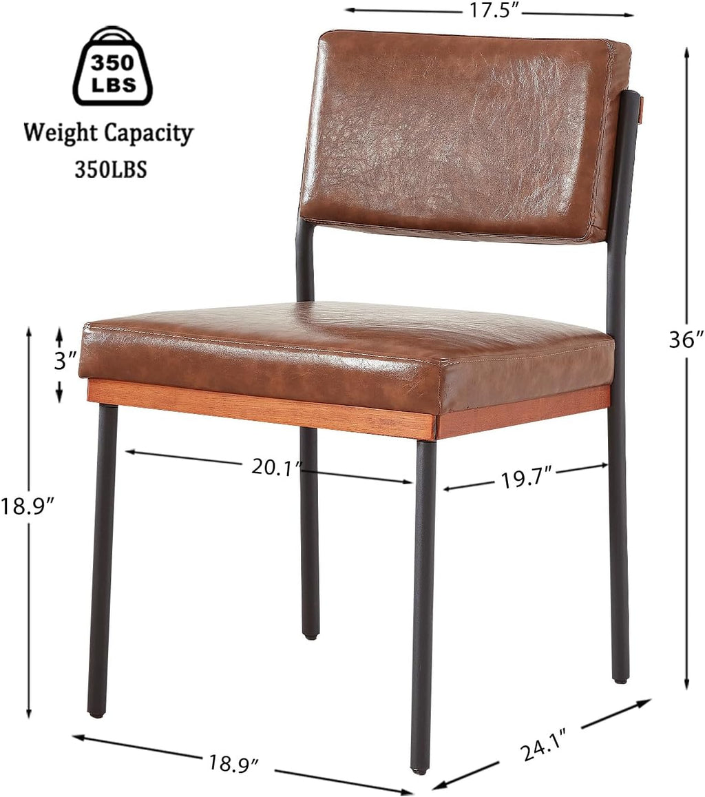 Modern Dining Chairs Set of 4, Kitchen Chairs with Thick Cushions and Adjustable Foot Pads, Upholstered Faux Leather Dining Room Chairs with Sturdy Metal Legs,Coffee