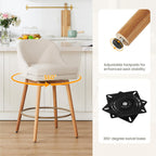 Modern Bar Stools Set of 2,Swivel Counter Height Bar Stools with Soft Upholstered Back,Thick Seat,Wooden Legs, 27" Counter Stools for Kitchen Island (Sand, 2 Pieces - 27" Counter Height)