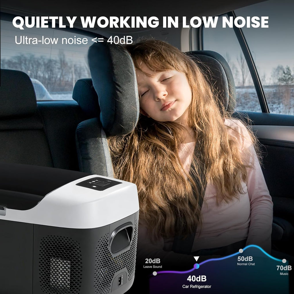 OLIXIS Portable Car Refrigerator, 17QT Single-Zone Electric Cooler for Vehicles, -4℉-68℉ Freezer Smart Control via Bluetooth with Car Battery Protection, Child Lock, 12/24V DC & 100-240V AC Powered