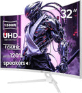 CRUA 32" Curved Gaming Monitor  144Hz/160Hz 4K UHD(3840 * 2160P) 1500R VA Screen  Supports AMD Freesync  120% sRGB  Built-in Speakers  RGB Lighting  Wall Mountable Installs(HDMI 2.1/DP 1.4)-White