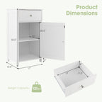 Giantex Floor Bathroom Storage Cabinet - Freestanding Cabinet with Drawer, Door, Adjustable Shelf, Anti-Tipping Device, Storage Organizer for Sofa Side, Bathroom, Living Room, Bedroom, White (White)