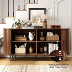 ONBRILL 63" Sideboard Buffet Cabinet with Storage, Storage Cabinet with Sliding Door & Adjustable Shelf, Modern Accent Coffee Bar Console Table for Kitchen, Entryway, Walnut